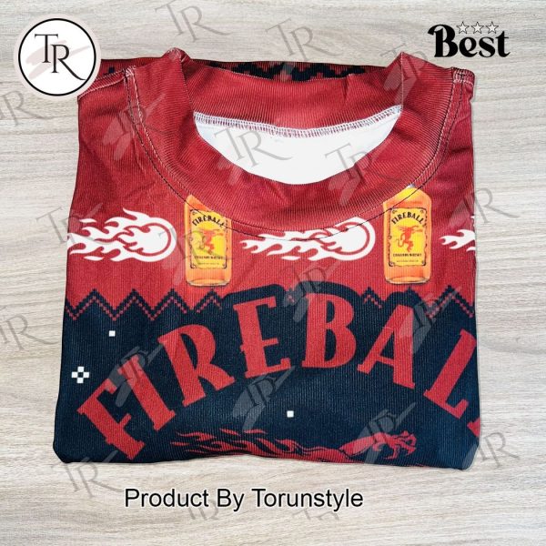 Fireball Whisky Ugly Christmas Sweater – Red Hot Festive Sweater for Holiday Parties