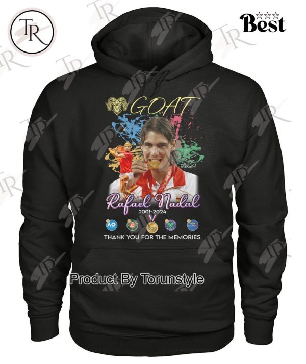 GOAT Rafael Nadal 2001-2024 Thank You For The Memories T-Shirt