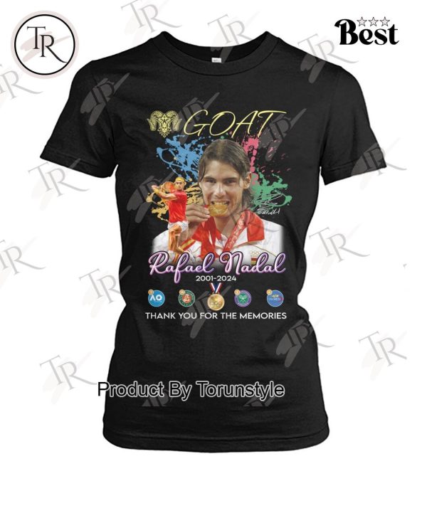 GOAT Rafael Nadal 2001-2024 Thank You For The Memories T-Shirt