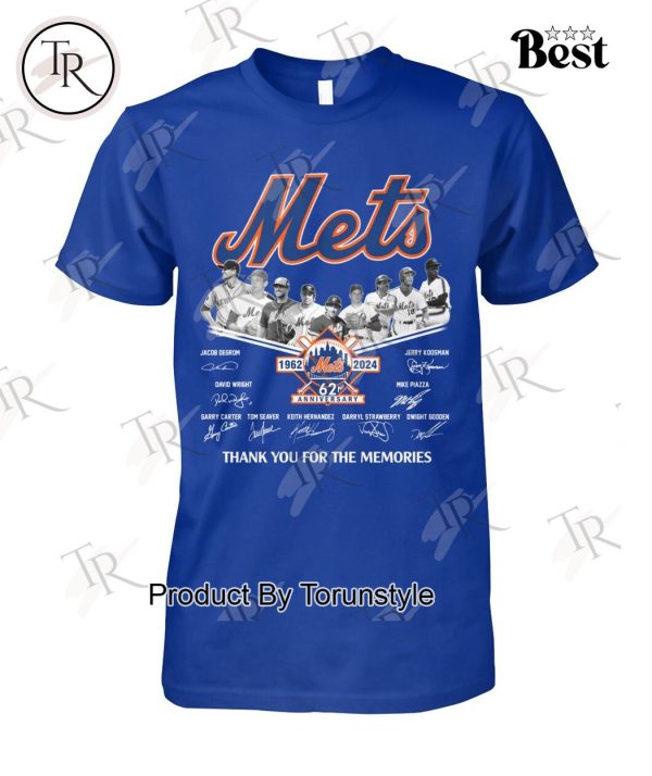 New York Mets 62nd Anniversary 1962 – 2024 Thank You For The Memories T-Shirt