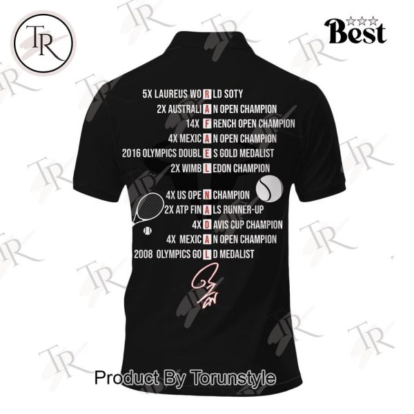 Rafael Nadal 2001-2024 Champion Forever Gracias, Rafa Polo Shirt – Black