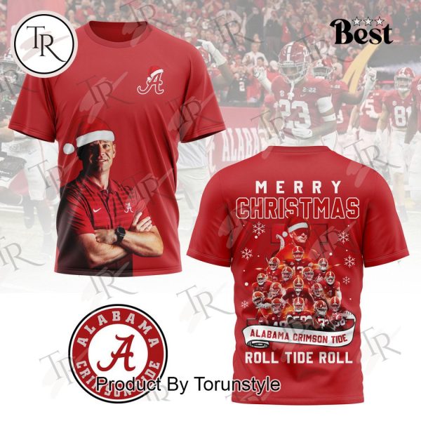 Merry Christmas Alabama Crimson Tide Roll Tide Roll T-Shirt – Red