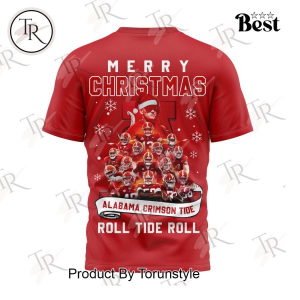 Merry Christmas Alabama Crimson Tide Roll Tide Roll T-Shirt – Red