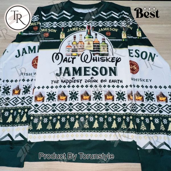 Jameson Malt Whiskey Ugly Christmas Sweater – Festive Holiday Pullover for Whiskey Lovers