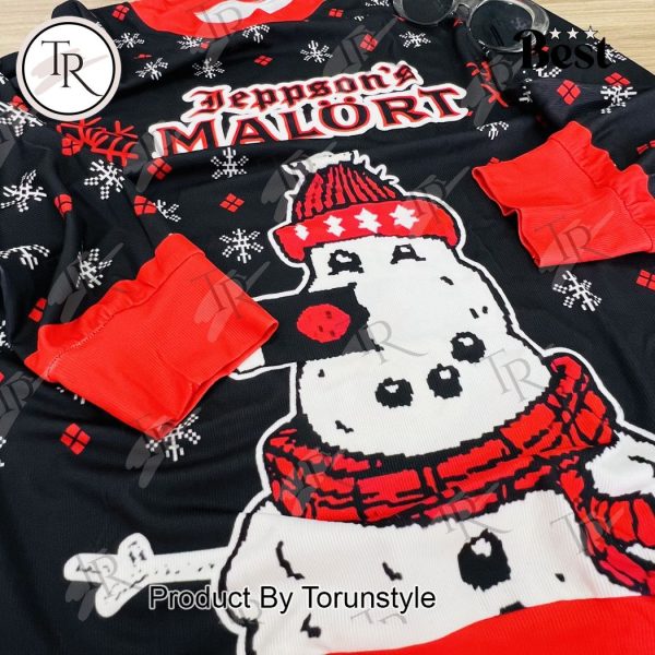 Jeppson’s Malort Ugly Christmas Sweater – Fun Festive Snowman-Themed Holiday Apparel