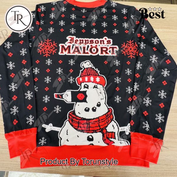 Jeppson’s Malort Ugly Christmas Sweater – Fun Festive Snowman-Themed Holiday Apparel