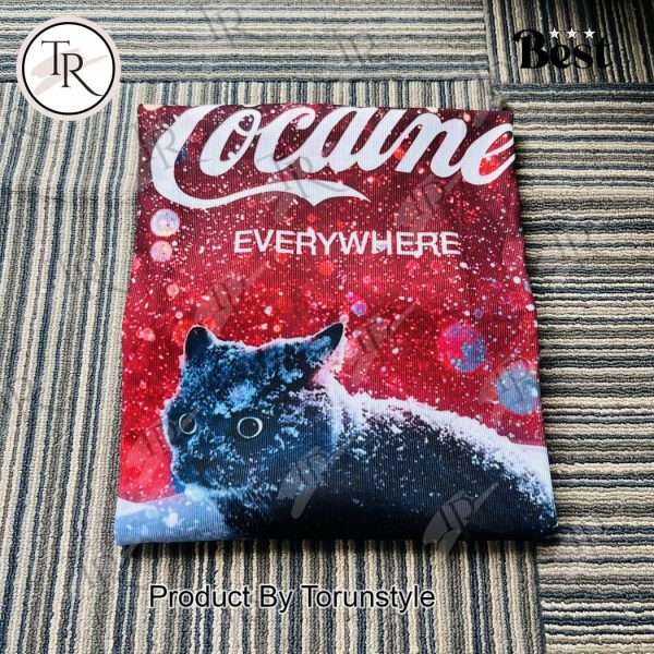 Trendy ‘Cocaine Everywhere’ Cat Graphic Sweater – Bold, Eye-Catching Winter Pullover