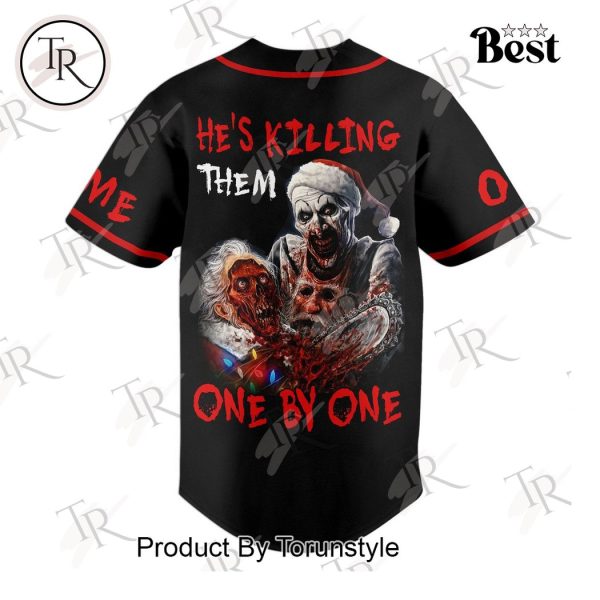 Terrifier Art The Clown He’s Killing Them One By One Custom Baseball Jersey