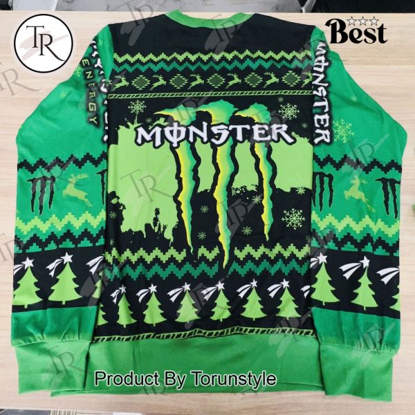 Monster Energy Ugly Christmas Sweater – Green and Black Monster Drink Holiday Sweater