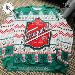 Narragansett Lager Ugly Christmas Sweater – Green Holiday Beer Apparel