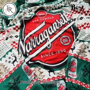 Narragansett Lager Ugly Christmas Sweater – Green Holiday Beer Apparel