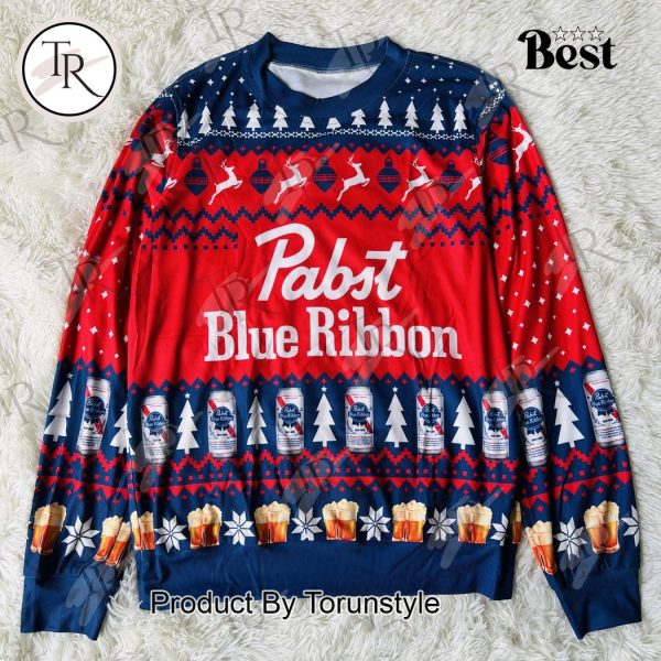 Pabst Blue Ribbon Ugly Christmas Sweater – Vintage Beer Lover’s Holiday Sweater