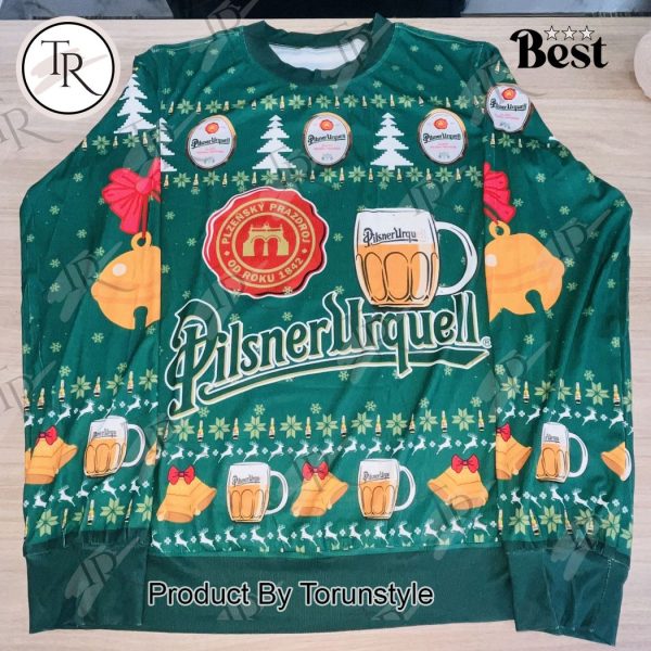 Pilsner Urquell Christmas Sweater – Classic Czech Beer Holiday Pullover with Mug Design