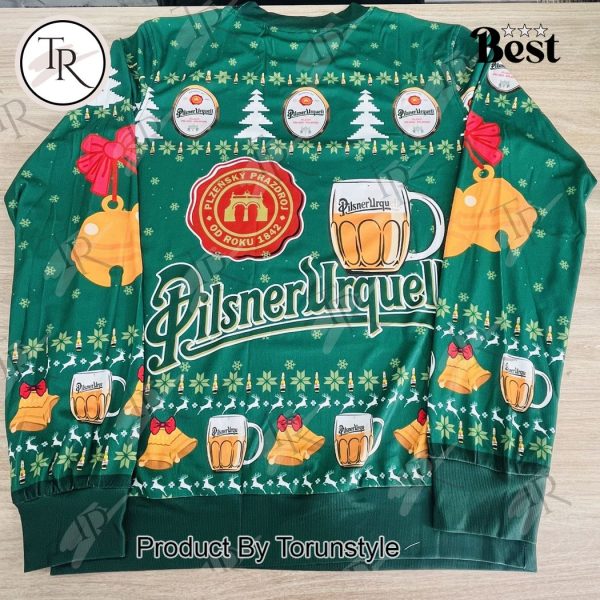 Pilsner Urquell Christmas Sweater – Classic Czech Beer Holiday Pullover with Mug Design