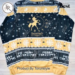 Sassenach Spirits Christmas Sweater – Unicorn Whiskey Bottle Design