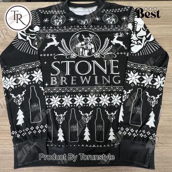 Stone Brewing Black and White Christmas Sweater – Craft Beer Holiday Apparel