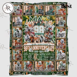 The Miami Hurricanes 98th Anniversary 1926-2024 Fleece Blanket