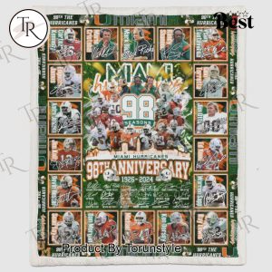 The Miami Hurricanes 98th Anniversary 1926-2024 Fleece Blanket