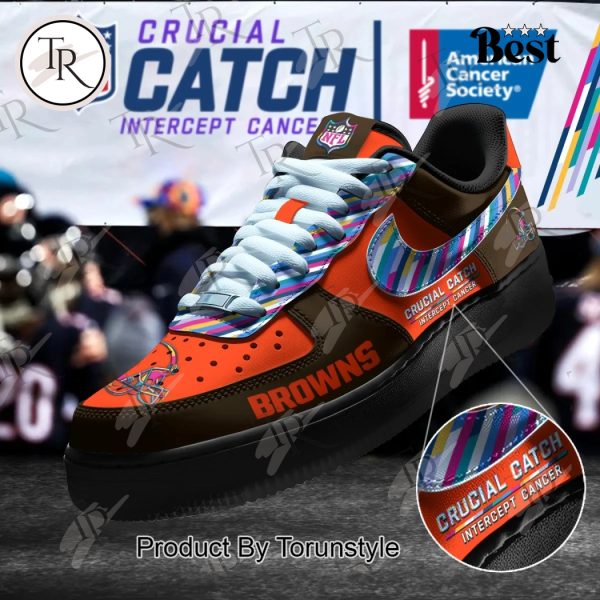 Cleveland Browns Crucial Catch Intercept Cancer Air Force 1 Sneakers