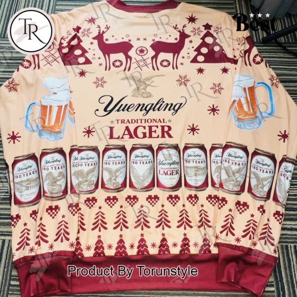 Yuengling Lager 190 Years Limited Edition Christmas Beer Sweater – Festive Holiday Ugly Sweater for Beer Lovers