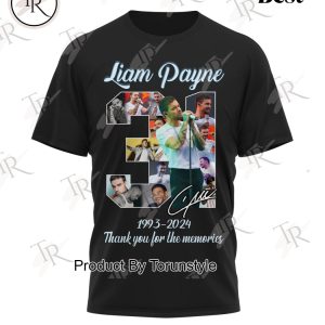 Liam Payne 31 Years Of 1993-2024 Thank You For The Memories T-Shirt