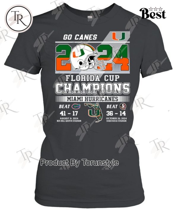 2024 Florida Cup Champions Miami Hurricanes T-Shirt