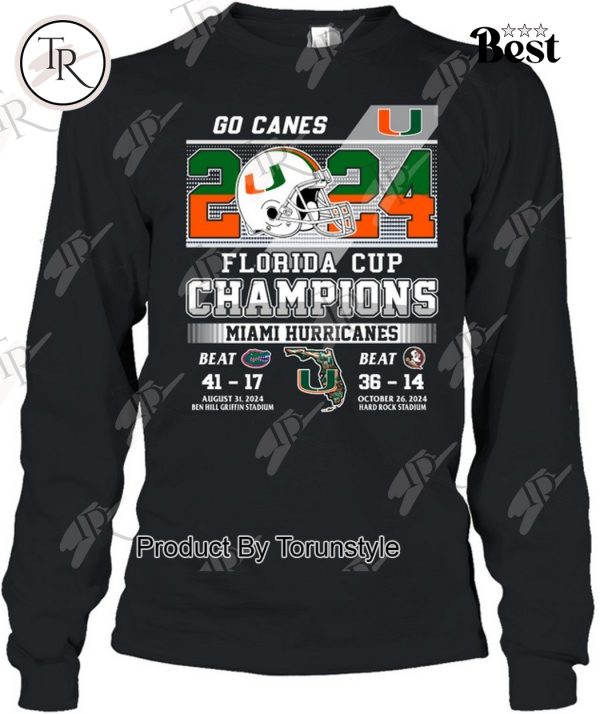 2024 Florida Cup Champions Miami Hurricanes T-Shirt