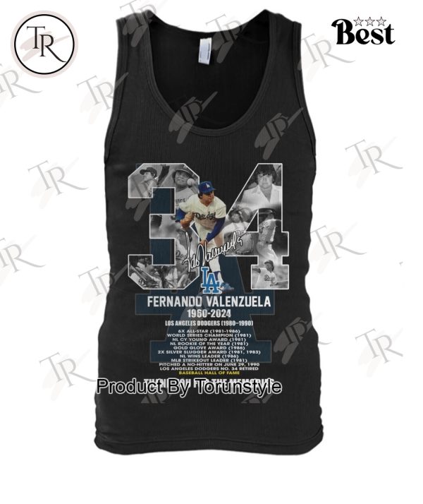 Fernando Valenzuela 1960-2024 Baseball Hall Of Fame Thank You For The Memories T-Shirt