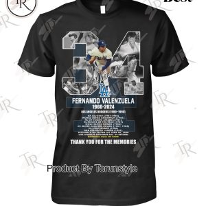 Fernando Valenzuela 1960-2024 Baseball Hall Of Fame Thank You For The Memories T-Shirt