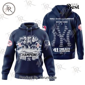 2024 New York Yankees 41 Time ALCS Champions Hoodie – Navy