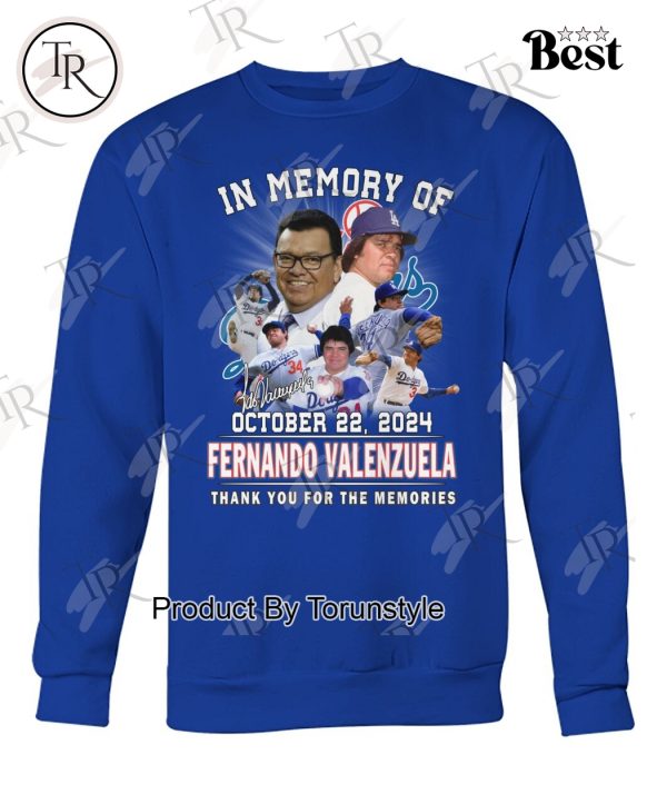 In Memory Of October 22, 2024 Fernando Valenzuela Thank You For The Memories T-Shirt