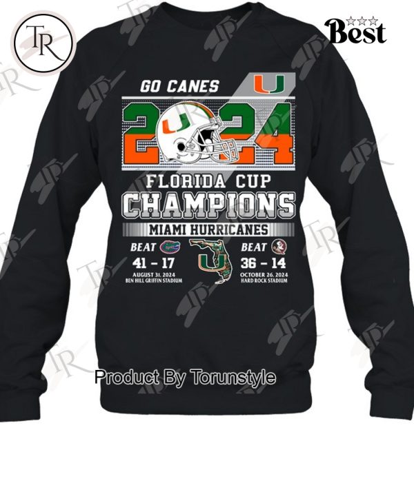 2024 Florida Cup Champions Miami Hurricanes T-Shirt