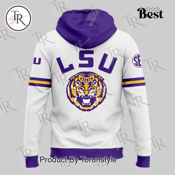 Men’s White LSU Tigers 100 Years in Tiger Stadium Scratch Hoodie