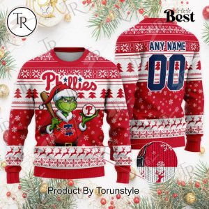 MLB Philadelphia Phillies Grinch Christmas Sweater Design