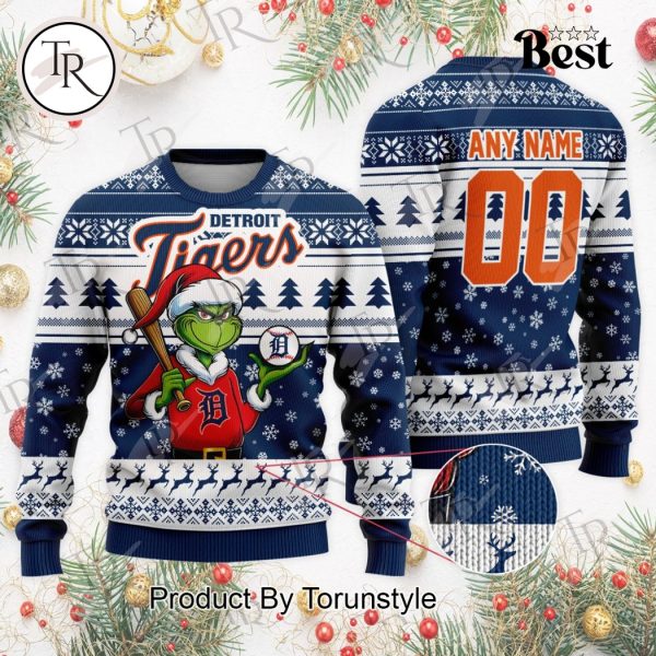 MLB Detroit Tigers Grinch Christmas Sweater Design