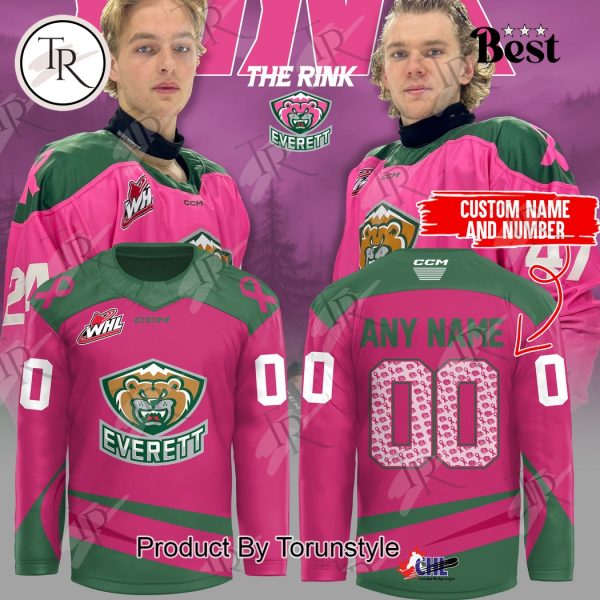 Personalization Everett Silvertips 2024 Pink the Rink Jersey