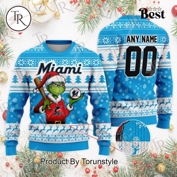 MLB Miami Marlins Grinch Christmas Sweater Design