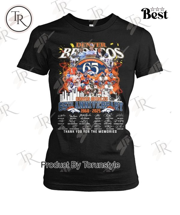 Denver Broncos 65th Anniversary 1960 – 2025 Thank You For The Memories T-Shirt