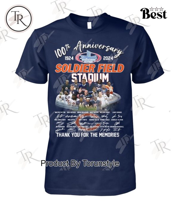 100th Anniversary 1924-2024 Soldier Field Stadium Thank You For The Memories T-Shirt