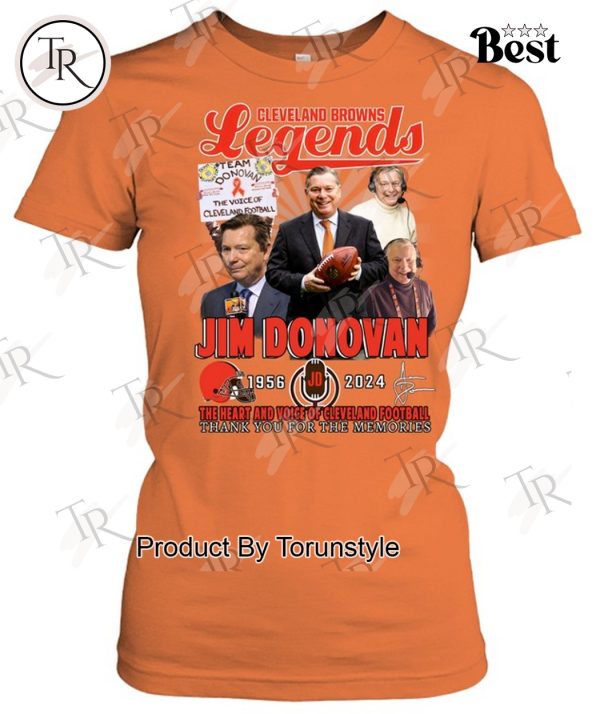 Cleveland Browns Legends Jim Donovan 1956-2024 Thank You For The Memories T-Shirt