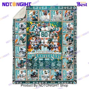 Miami Dolphins 60th Anniversary 1965 – 2025 Blanket