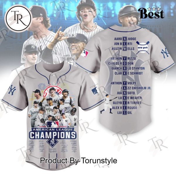 2024 American Leagues Champions New York Yankees Baseball Jersey – Grey