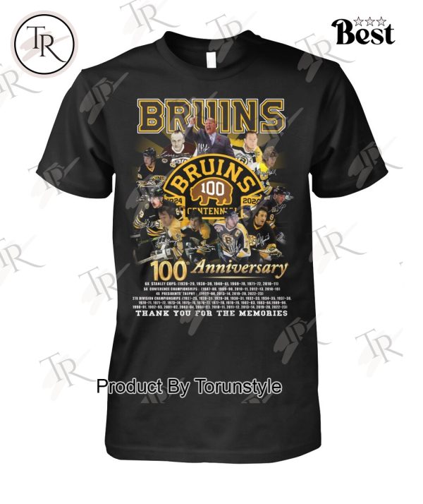 Boston Bruins 100th Anniversary 1924-2024 Thank You For The Memories T-Shirt