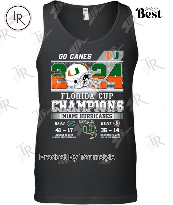 2024 Florida Cup Champions Miami Hurricanes T-Shirt