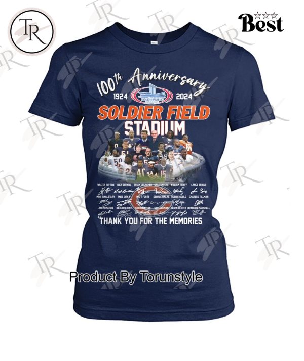 100th Anniversary 1924-2024 Soldier Field Stadium Thank You For The Memories T-Shirt