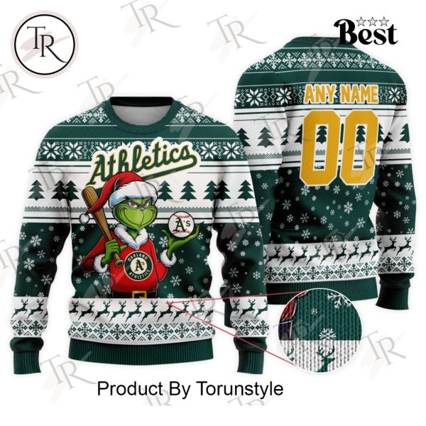 MLB Oakland Athletics Grinch Christmas Sweater Design