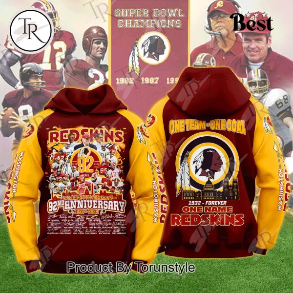 The Redskins 92nd Anniversary 1932-2024 Washington Commanders 3D Unisex Hoodie