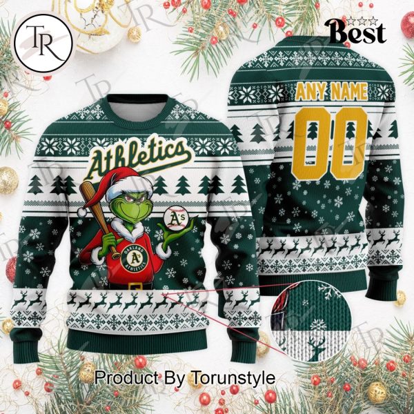 MLB Oakland Athletics Grinch Christmas Sweater Design