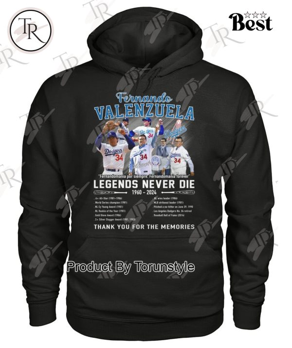 Fernando Valenzuela Legends Never Die 1960-2024 Thank You For The Memories T-Shirt