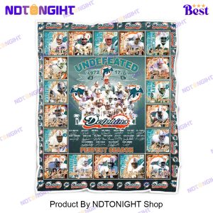 Miami Dolphins Undefeated 1972 17-0 Perfect Season Blanket